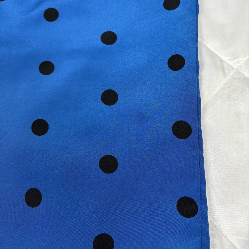 Blue Black Polka Dot Button Front Tunic Blouse Long Sleeve Roll Tab XL - Picture 11 of 12